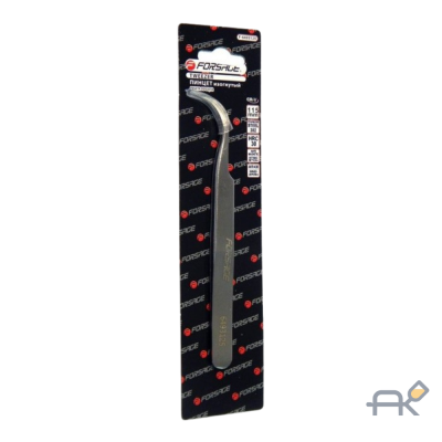 Пинцет изогнутый антимагнитный (L-115мм. steel 302. HRC40). в блистере (F-6493125)